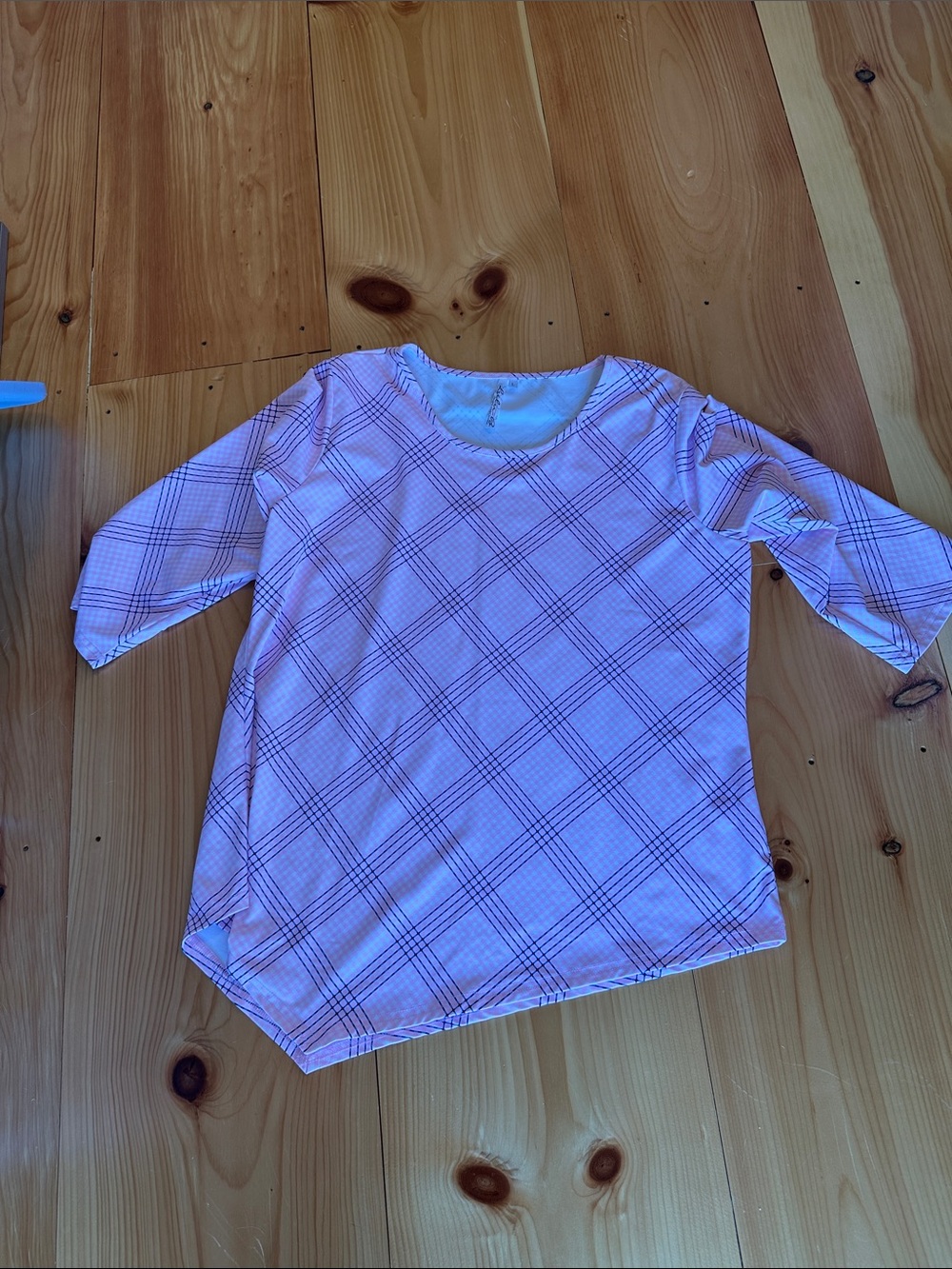 Lulu-B Pink Plaid Long Sleeve Asymmetric Tunic